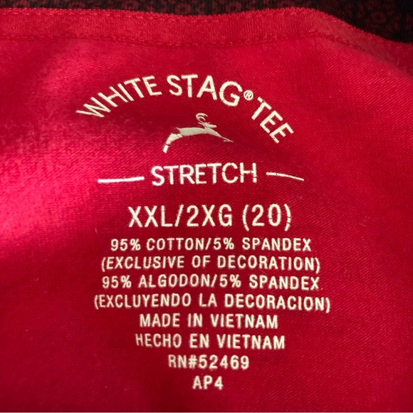 5/$15 White Stag Red Floral & Print Top XXL (2X/20) - Picture 3 of 5